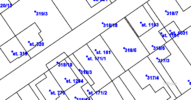 Parcela st. 181 v KÚ Studánka, Katastrální mapa
