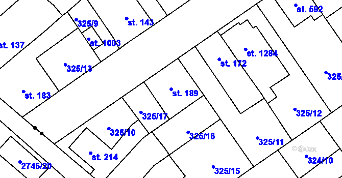 Parcela st. 189 v KÚ Studánka, Katastrální mapa
