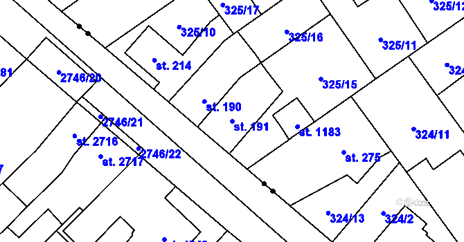 Parcela st. 191 v KÚ Studánka, Katastrální mapa
