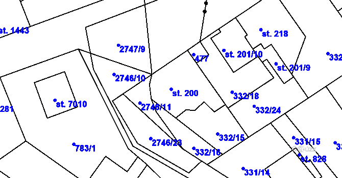 Parcela st. 200 v KÚ Studánka, Katastrální mapa