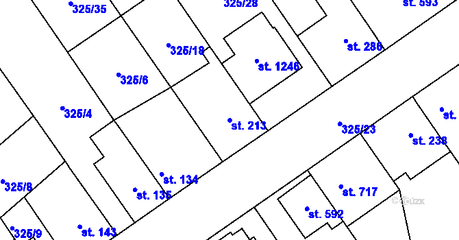 Parcela st. 213 v KÚ Studánka, Katastrální mapa