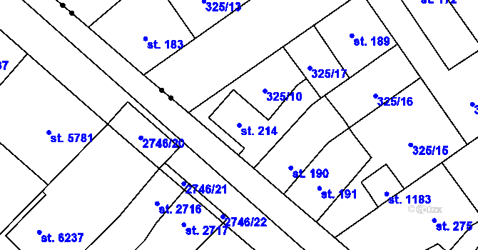 Parcela st. 214 v KÚ Studánka, Katastrální mapa