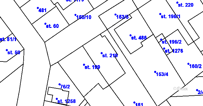 Parcela st. 219 v KÚ Studánka, Katastrální mapa