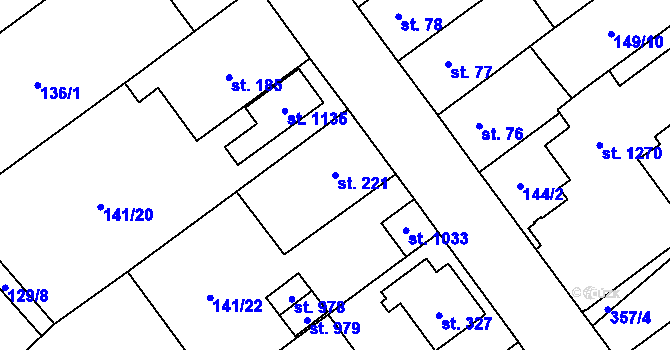 Parcela st. 221 v KÚ Studánka, Katastrální mapa