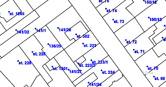 Parcela st. 222 v KÚ Studánka, Katastrální mapa