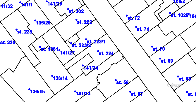 Parcela st. 224 v KÚ Studánka, Katastrální mapa