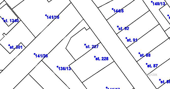 Parcela st. 227 v KÚ Studánka, Katastrální mapa