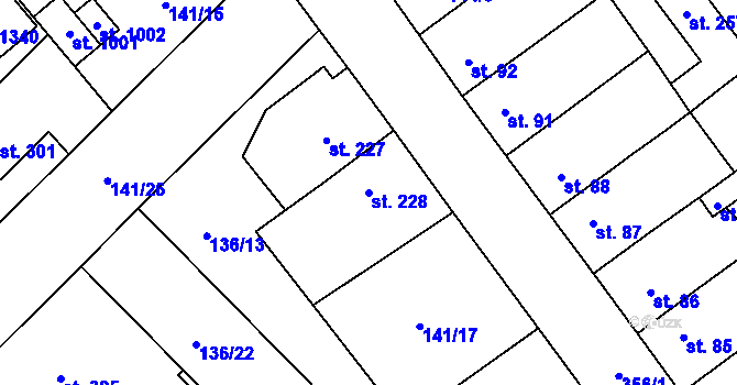 Parcela st. 228 v KÚ Studánka, Katastrální mapa