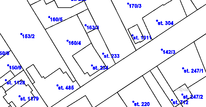Parcela st. 233 v KÚ Studánka, Katastrální mapa