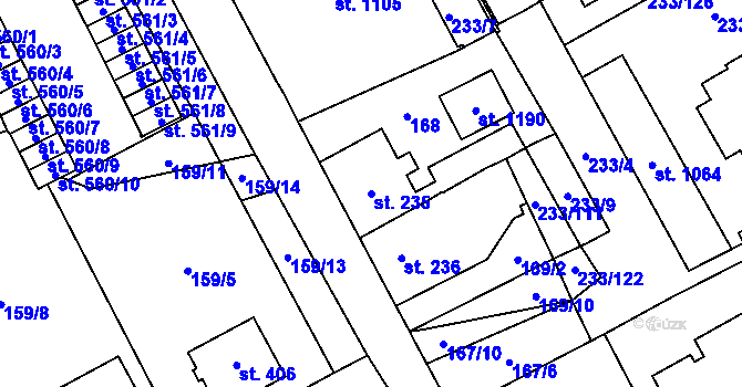 Parcela st. 235 v KÚ Studánka, Katastrální mapa