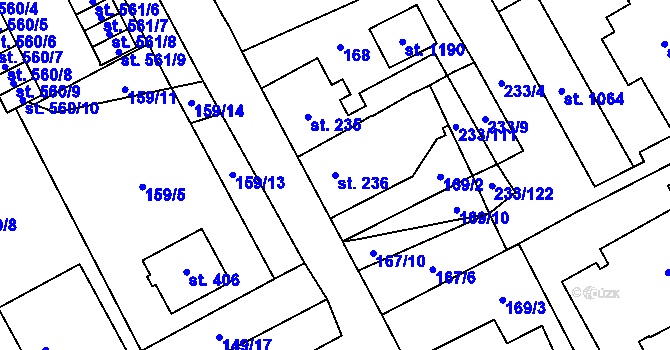 Parcela st. 236 v KÚ Studánka, Katastrální mapa