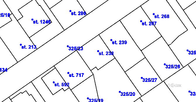 Parcela st. 238 v KÚ Studánka, Katastrální mapa