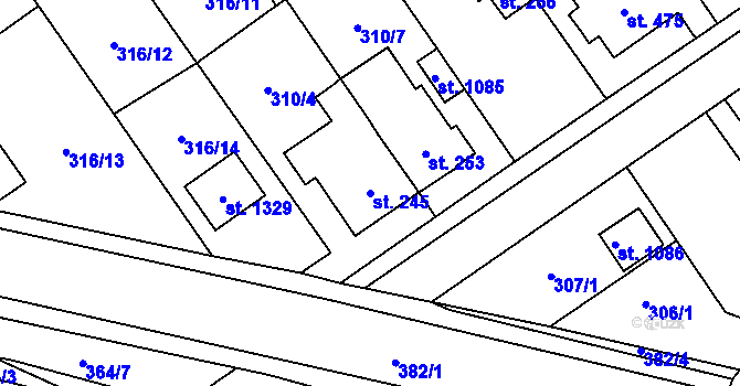 Parcela st. 245 v KÚ Studánka, Katastrální mapa