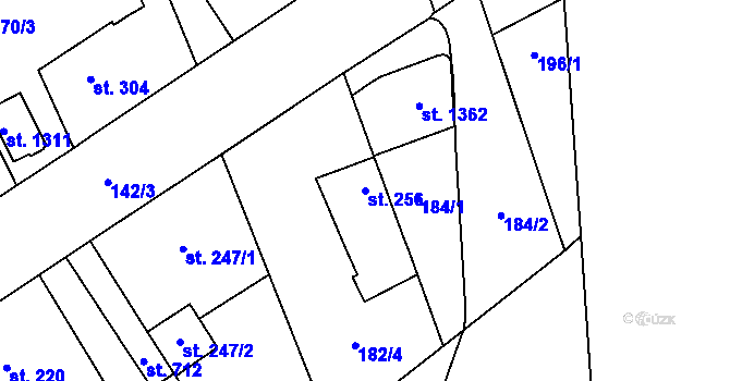 Parcela st. 256 v KÚ Studánka, Katastrální mapa