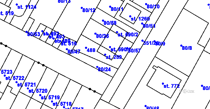 Parcela st. 259 v KÚ Studánka, Katastrální mapa