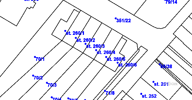 Parcela st. 260/4 v KÚ Studánka, Katastrální mapa