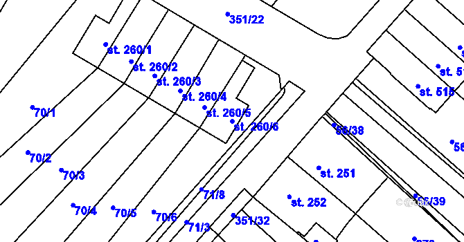 Parcela st. 260/6 v KÚ Studánka, Katastrální mapa
