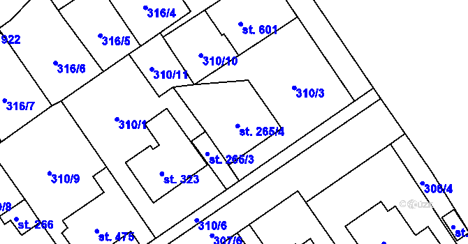 Parcela st. 265 v KÚ Studánka, Katastrální mapa