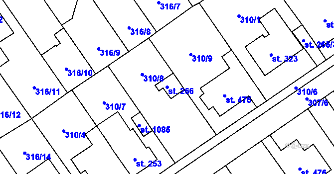 Parcela st. 266 v KÚ Studánka, Katastrální mapa