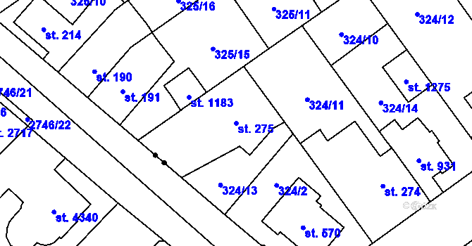 Parcela st. 275 v KÚ Studánka, Katastrální mapa