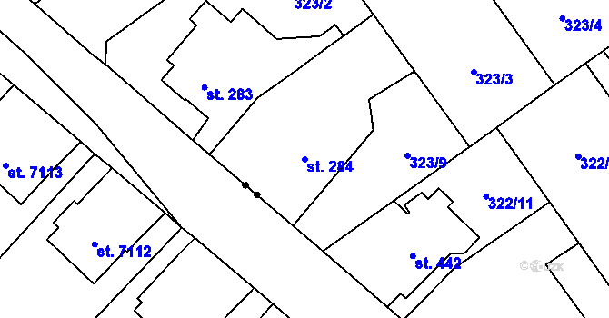 Parcela st. 284 v KÚ Studánka, Katastrální mapa