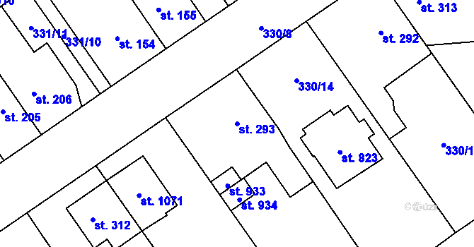 Parcela st. 293 v KÚ Studánka, Katastrální mapa