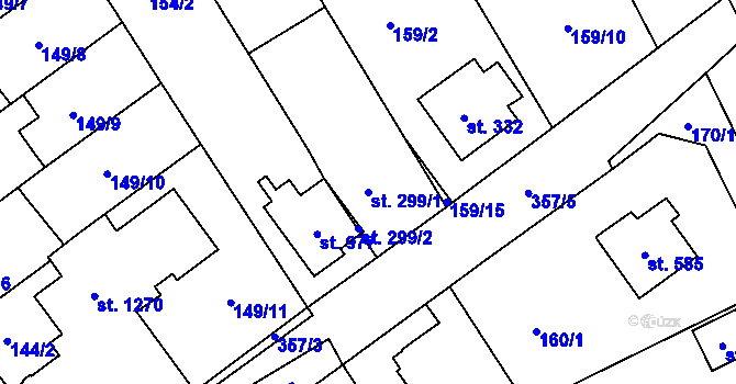 Parcela st. 299/1 v KÚ Studánka, Katastrální mapa