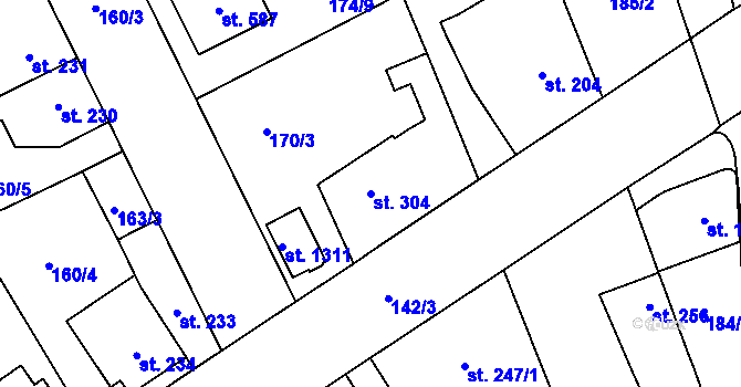Parcela st. 304 v KÚ Studánka, Katastrální mapa