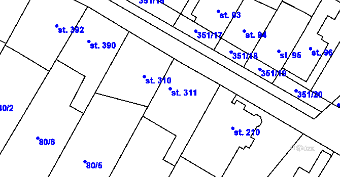 Parcela st. 311 v KÚ Studánka, Katastrální mapa