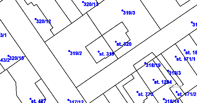 Parcela st. 319 v KÚ Studánka, Katastrální mapa