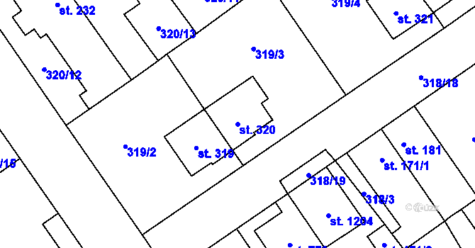 Parcela st. 320 v KÚ Studánka, Katastrální mapa