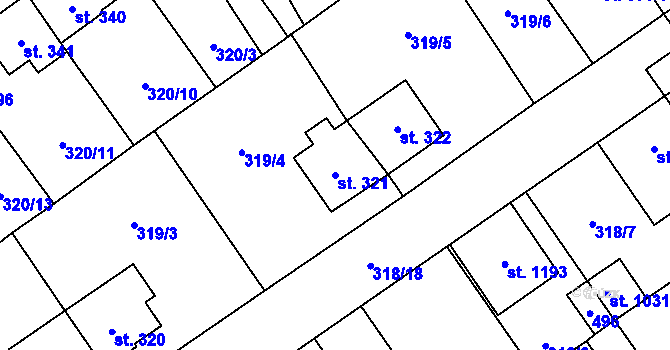 Parcela st. 321 v KÚ Studánka, Katastrální mapa