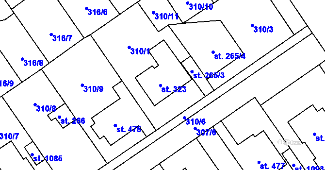 Parcela st. 323 v KÚ Studánka, Katastrální mapa