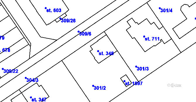 Parcela st. 348 v KÚ Studánka, Katastrální mapa