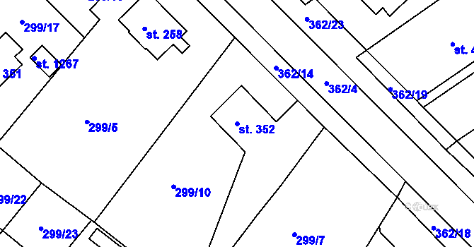 Parcela st. 352 v KÚ Studánka, Katastrální mapa