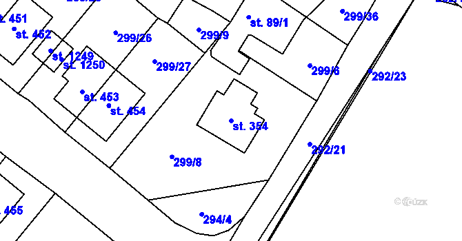 Parcela st. 354 v KÚ Studánka, Katastrální mapa