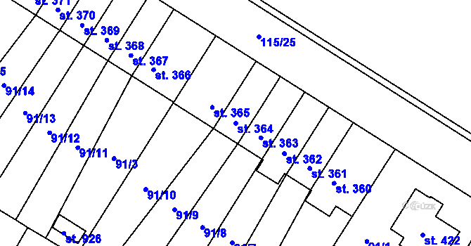 Parcela st. 364 v KÚ Studánka, Katastrální mapa