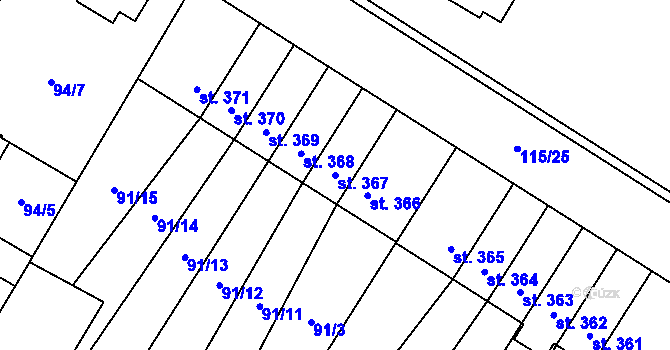 Parcela st. 367 v KÚ Studánka, Katastrální mapa