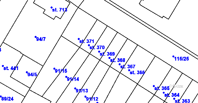 Parcela st. 369 v KÚ Studánka, Katastrální mapa