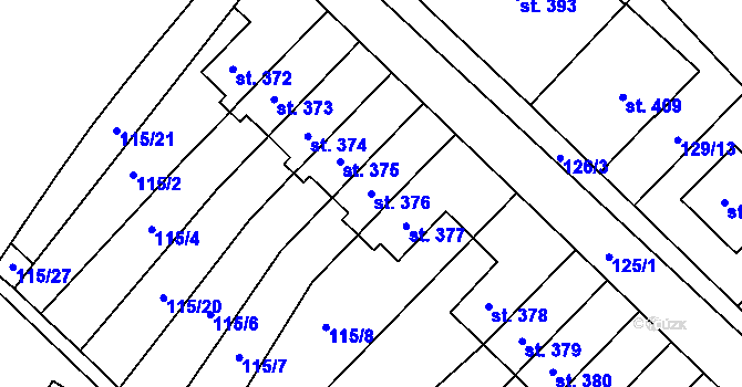 Parcela st. 376 v KÚ Studánka, Katastrální mapa