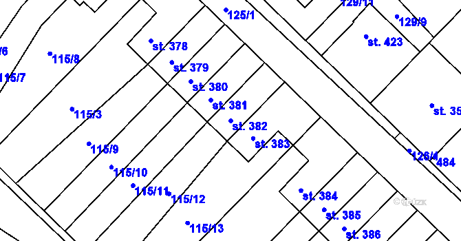 Parcela st. 382 v KÚ Studánka, Katastrální mapa