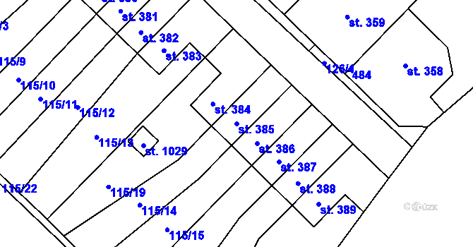 Parcela st. 385 v KÚ Studánka, Katastrální mapa