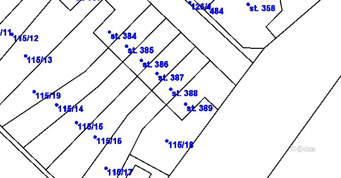 Parcela st. 388 v KÚ Studánka, Katastrální mapa