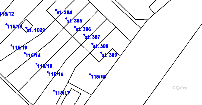 Parcela st. 389 v KÚ Studánka, Katastrální mapa