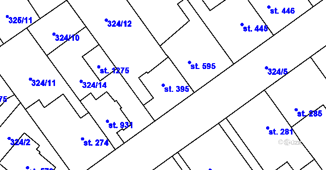 Parcela st. 395 v KÚ Studánka, Katastrální mapa