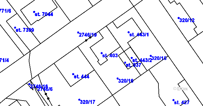 Parcela st. 403 v KÚ Studánka, Katastrální mapa