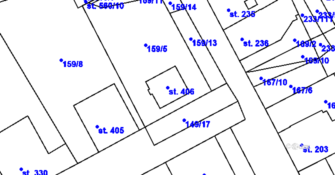 Parcela st. 406 v KÚ Studánka, Katastrální mapa