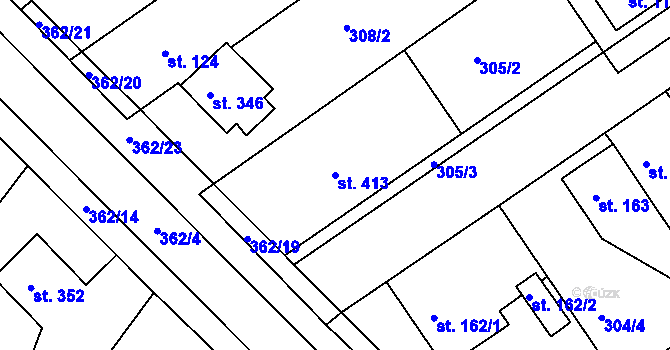 Parcela st. 413 v KÚ Studánka, Katastrální mapa
