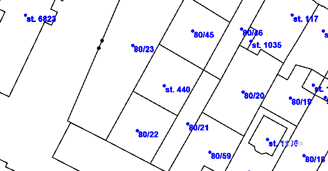 Parcela st. 440 v KÚ Studánka, Katastrální mapa