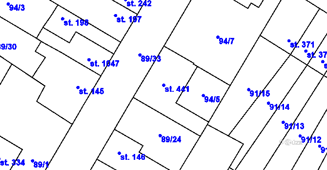 Parcela st. 441 v KÚ Studánka, Katastrální mapa